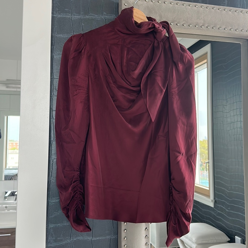 Zimmermann Espionage Silk Cowl Blouse - in wine